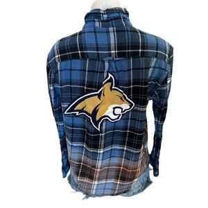 Montana State Bobcats Plaid Flannel Shirt MEDIUM Oversize Unique Football MSU